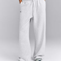 Cotton Vintage Lounge Wide Leg Sweatpants | Light Gray Marl