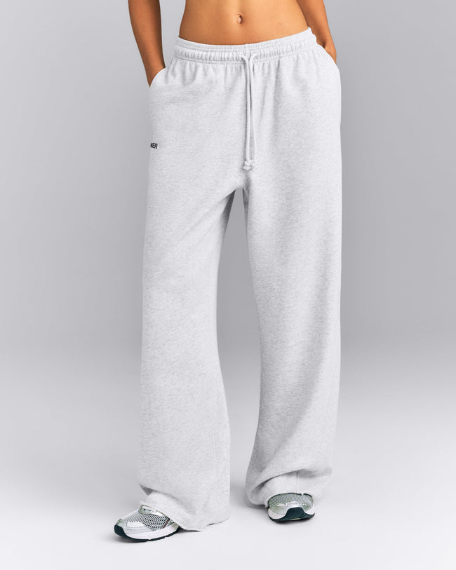 Cotton Vintage Lounge Wide Leg Sweatpants | Light Gray Marl