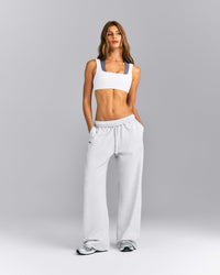 Cotton Vintage Lounge Wide Leg Sweatpants | Light Gray Marl