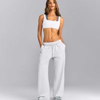 Cotton Vintage Lounge Wide Leg Sweatpants | Light Gray Marl