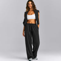 Cotton Vintage Lounge Wide Leg Sweatpants | Washed Black