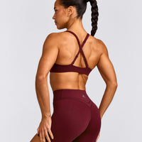 EasyLift™ Cross Back Sports Bra with Gray Logo | Rosewood