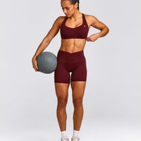 EasyLift™ Cross Back Sports Bra with Gray Logo | Rosewood