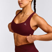 EasyLift™ Cross Back Sports Bra with Gray Logo | Rosewood