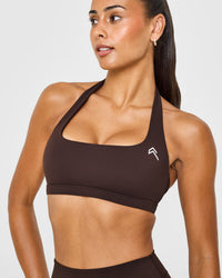 EasyLift™ Halter Bralette with White Logo | 70% Cocoa