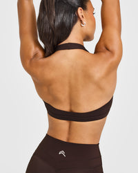 EasyLift™ Halter Bralette with White Logo | 70% Cocoa