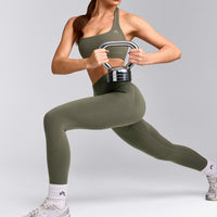 EasyLift™ Halter Bralette with Gray Logo | Alpine Green