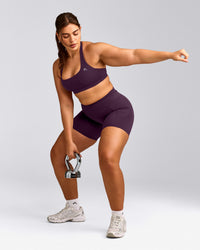 EasyLift™ Halter Bralette with Gray Logo | Blackberry Purple