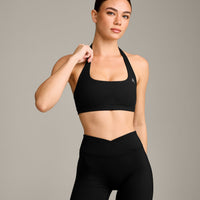 EasyLift™ Halter Bralette with Grey Logo | Black