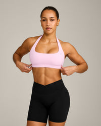 EasyLift™ Halter Bralette with Grey Logo | Chalk Pink