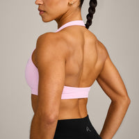 EasyLift™ Halter Bralette with Grey Logo | Chalk Pink