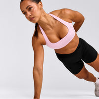 EasyLift™ Halter Bralette with Gray Logo | Chalk Pink