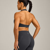 EasyLift™ Halter Bralette with Grey Logo | Coal