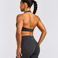 EasyLift™ Halter Bralette with Grey Logo | Coal
