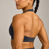 EasyLift™ Halter Bralette with Grey Logo | Coal