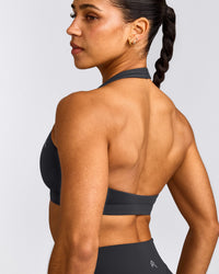EasyLift™ Halter Bralette with Grey Logo | Coal