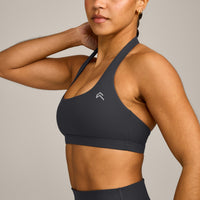 EasyLift™ Halter Bralette with Grey Logo | Coal