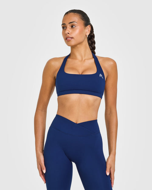 Oner Modal EasyLift™ Halter Bralette with White Logo | Midnight