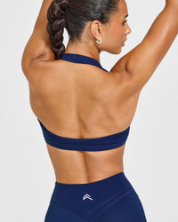 EasyLift™ Halter Bralette with White Logo | Midnight