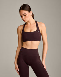 EasyLift™ Halter Bralette with Grey Logo | Plum Brown
