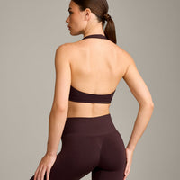 EasyLift™ Halter Bralette with Grey Logo | Plum Brown