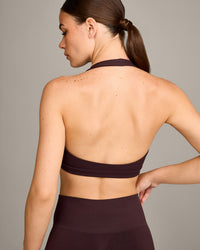 EasyLift™ Halter Bralette with Grey Logo | Plum Brown