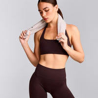 EasyLift™ Halter Bralette with Gray Logo | Plum Brown