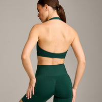 EasyLift™ Halter Bralette with Grey Logo | Racing Green