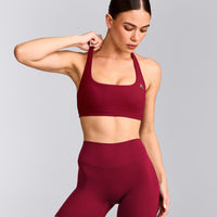 EasyLift™ Halter Bralette with Gray Logo | Ruby Red