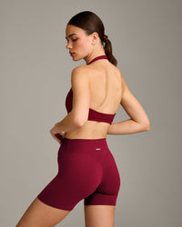 EasyLift™ Halter Bralette with Grey Logo | Ruby Red