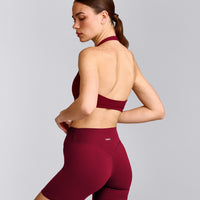EasyLift™ Halter Bralette with Gray Logo | Ruby Red