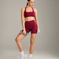 EasyLift™ Halter Bralette with Grey Logo | Ruby Red