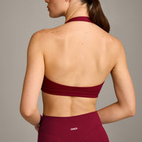 EasyLift™ Halter Bralette with Grey Logo | Ruby Red