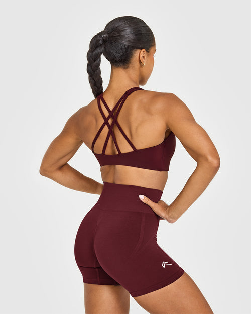 EasyLift™ High Neck Sports Bra with White Logo | Rosewood