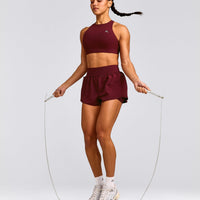 EasyLift™ High Neck Sports Bra with Gray Logo | Rosewood