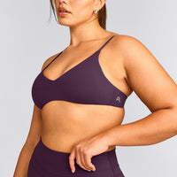EasyLift™ Ultra Minimal Bralette with Gray Logo | Blackberry Purple