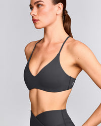 EasyLift™ Ultra Minimal Bralette with Gray Logo | Coal