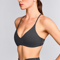 EasyLift™ Ultra Minimal Bralette with Gray Logo | Coal