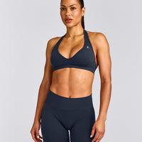 EffortlessLift™ Seamless Halter Neck Sports Bra | True Blue