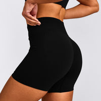 EffortlessLift™ Seamless Mid Rise Shorts with Gray Logo | Black