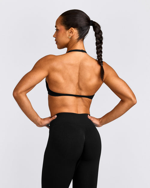 EnhanceLift™ Seamless Minimal Halter Neck Bralette | Black