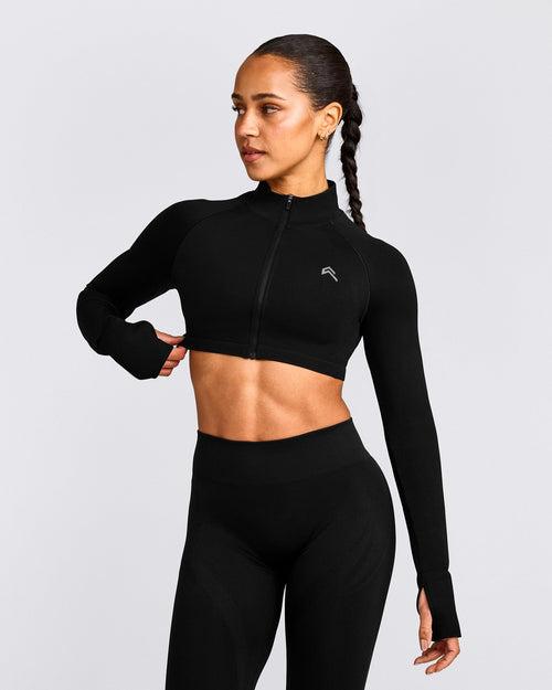 EnhanceLift™ Seamless Crop Jacket | Black