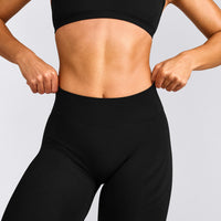EnhanceLift™ Seamless Leggings with Grey Logo | Black