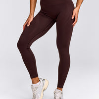EnhanceLift™ Seamless Leggings with Gray Logo | Plum Brown