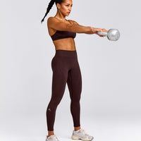 EnhanceLift™ Seamless Leggings with Gray Logo | Plum Brown
