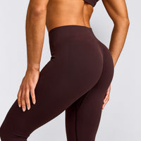 EnhanceLift™ Seamless Leggings with Gray Logo | Plum Brown