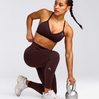 EnhanceLift™ Seamless Leggings with Gray Logo | Plum Brown