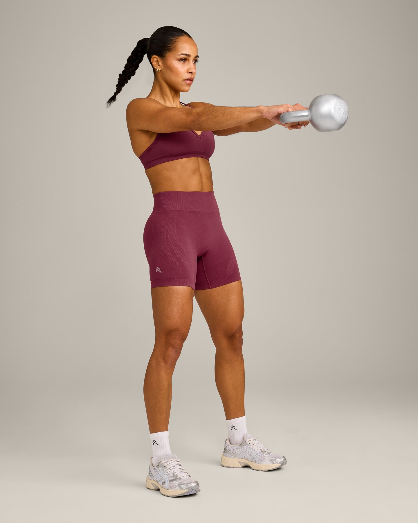 EnhanceLift™ Seamless Shorts with Grey Logo | Burnt Maroon