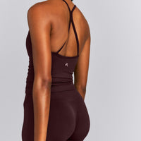 EnhanceLift™ Seamless Strappy Racer Tank Top with Built in Bra New Branding | Plum Brown