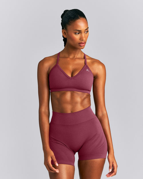 EnhanceLift™ Seamless Strappy Sports Bra | Burnt Maroon Red